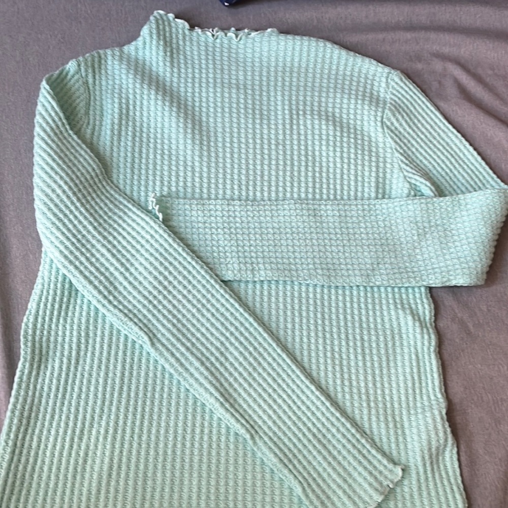 teal smocked long sleeve top